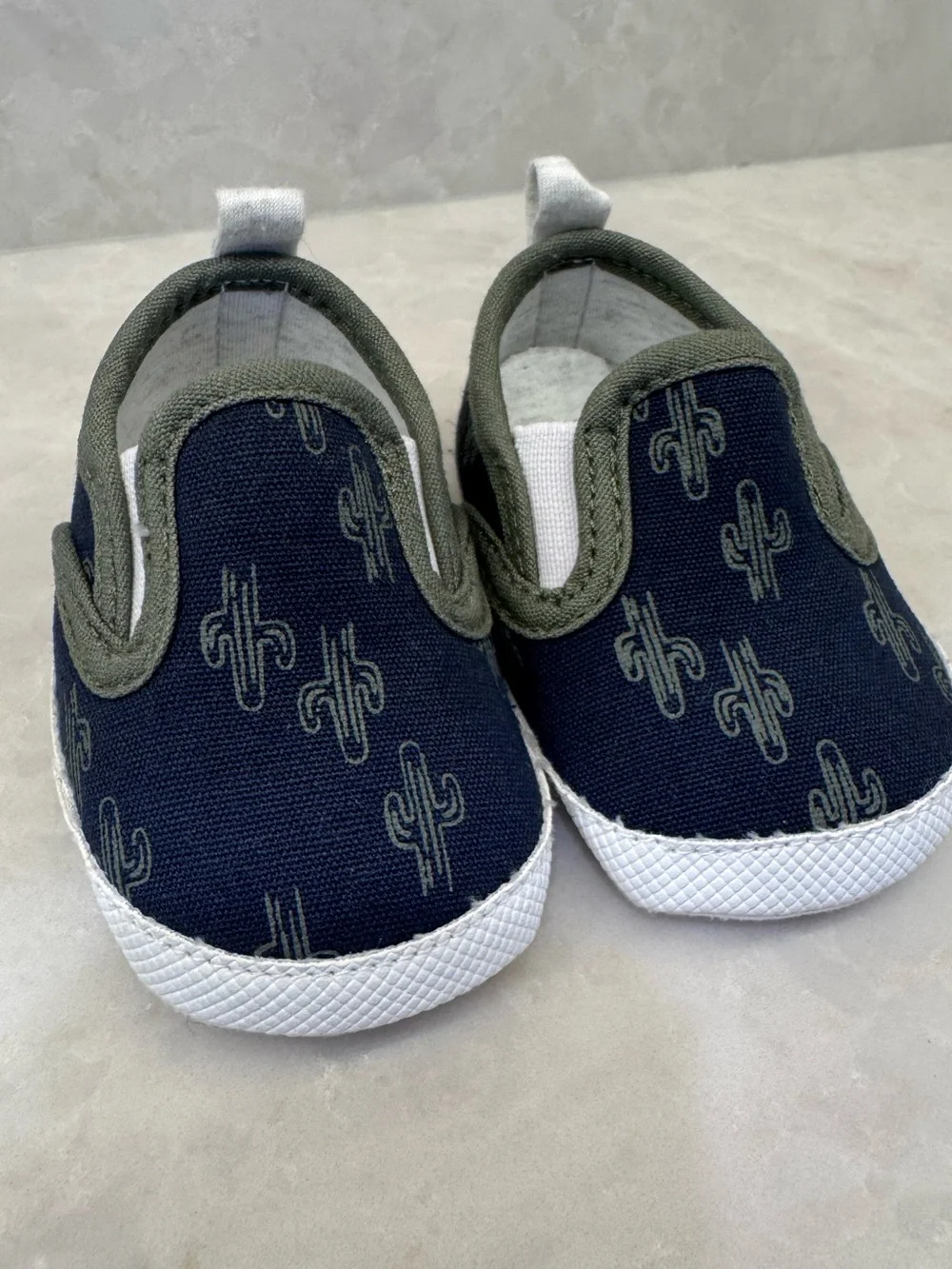 carter's Navy & Olive Cactus Slip-On Baby Booties